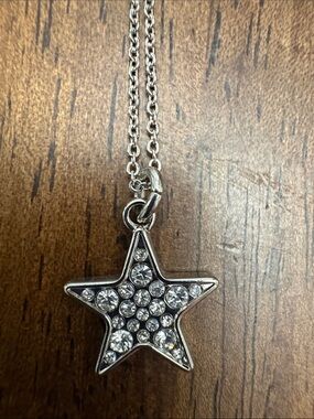 Coach Silver Pave Mini Crystal
Star Pendant.925 Sterling Necklace. New